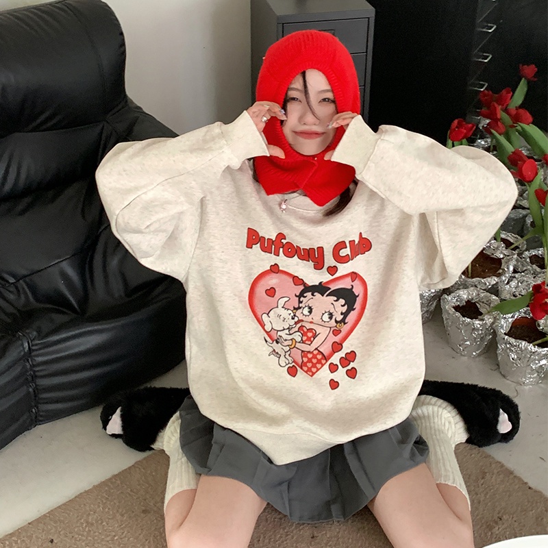 NRVP Áo Hoodie Nữ Tay Dài Dáng Rộng Thời Trang Phong Cách Hàn Quốc