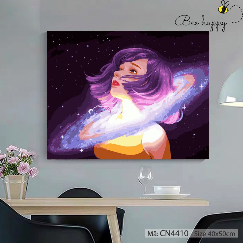 Tranh Tô Màu Theo Số Nàng Thơ BEE HAPPY Cô Gái Vũ Trụ Mã CN4410