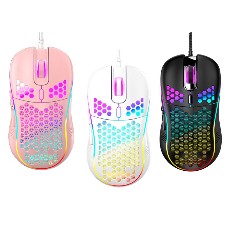 R* Wired Lightweight Gaming Mouse RGB Backlit Mice 6 Buttons Programmable Driver 7200DPI Ultralight Honeycomb Hollow Shell