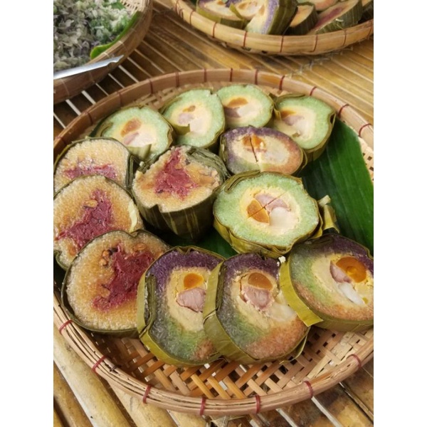 BÁNH TÉT CHAY TRÀ CUÔN NHÂN CHUỐI HOẶC ĐẬU