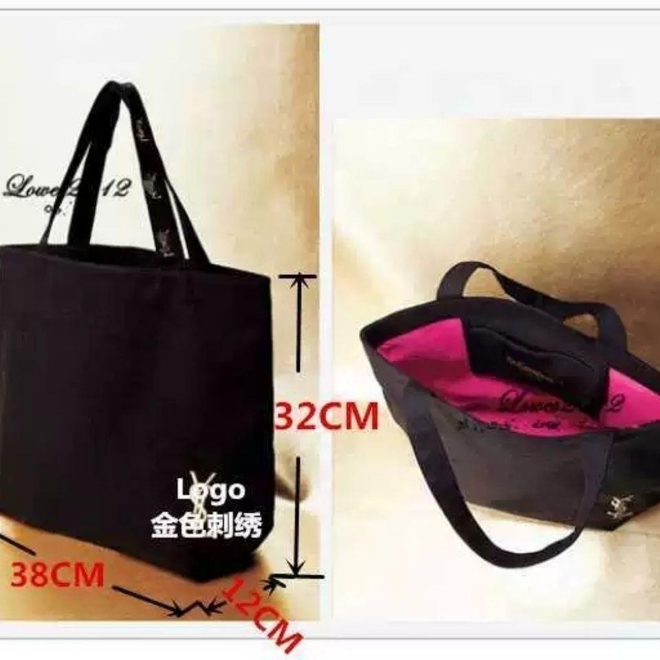 ∋❀Túi Tote vải Canvas màu đen phong cách Âu Mỹ thời trang