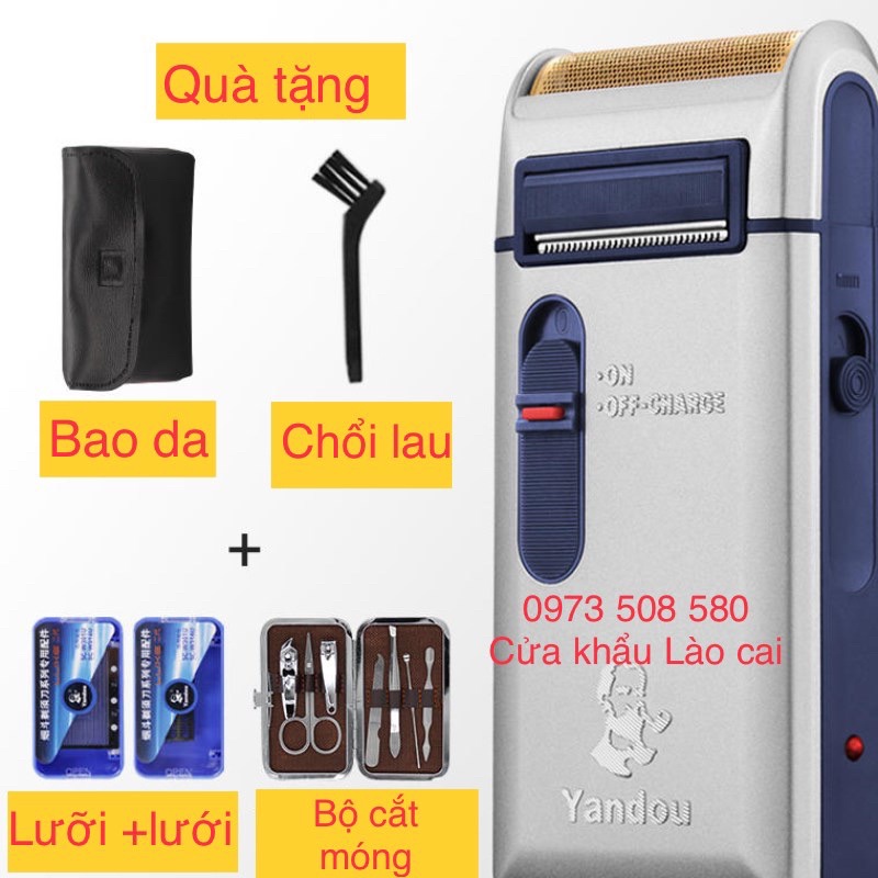 máy cạo râu yandou 301 tặng kèm (bộ lưỡi lưới+ bộ cắt móng tay cao cấp)