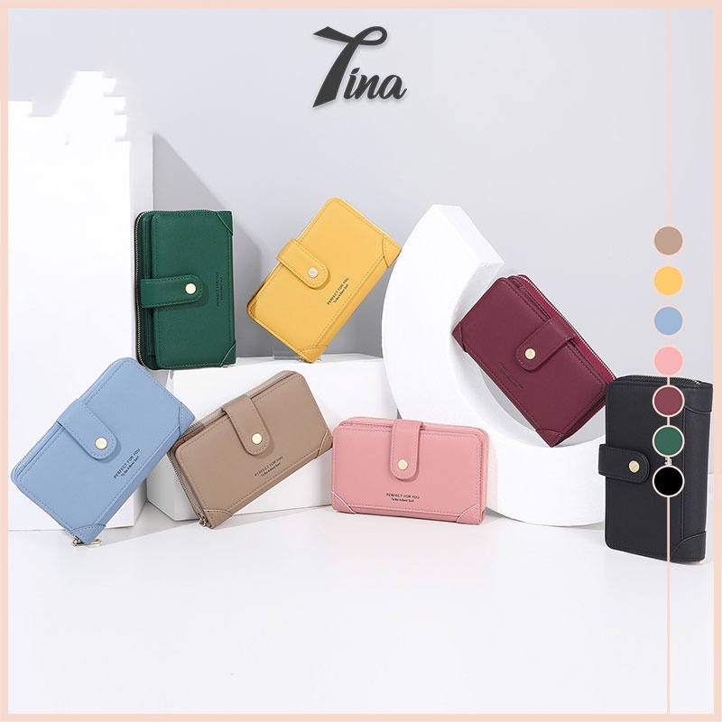 Ví nữ ngắn cầm tay cao cấp PFY đẹp nhiều ngăn đựng thẻ tiền card giá rẻ học sinh sinh viên Tina Shop W182