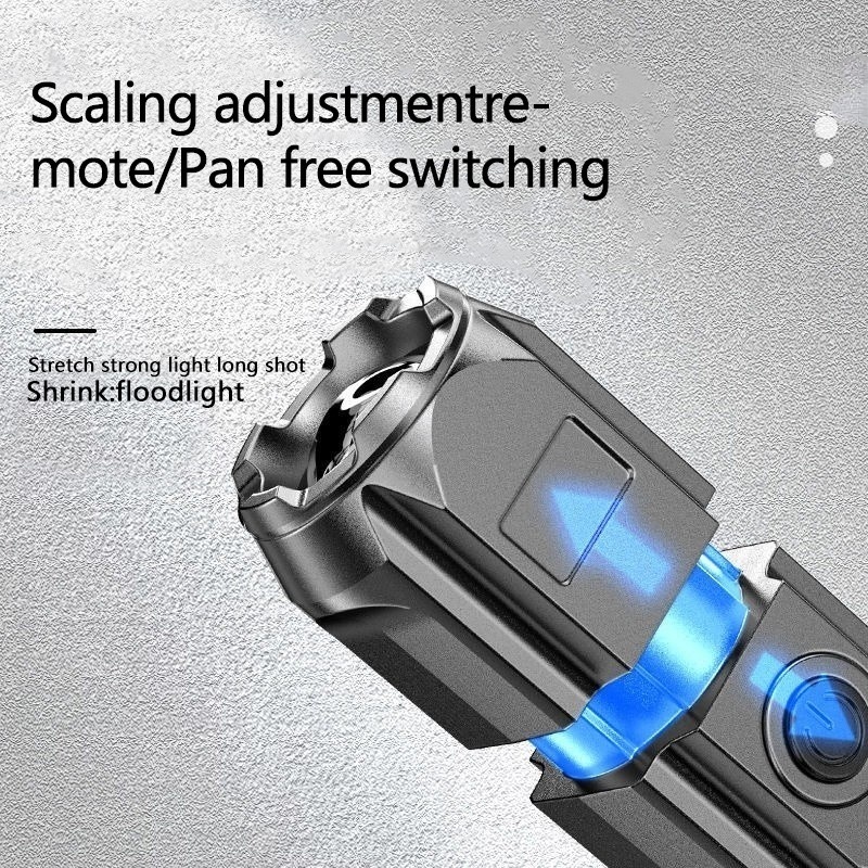 Đèn pin LED cầm tay ánh sáng mạnh có thể sạc lại chống thấm nước có thể phóng to siêu sáng xenon thích hợp ban đêm