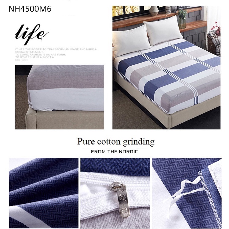 [SALE XẢ KHO] NH4500-Bộ chăn ga gối 150-180*200cm chất cotton 4CT (vỏ chăn, 2 vỏ gối, ga giường) hàng nhập