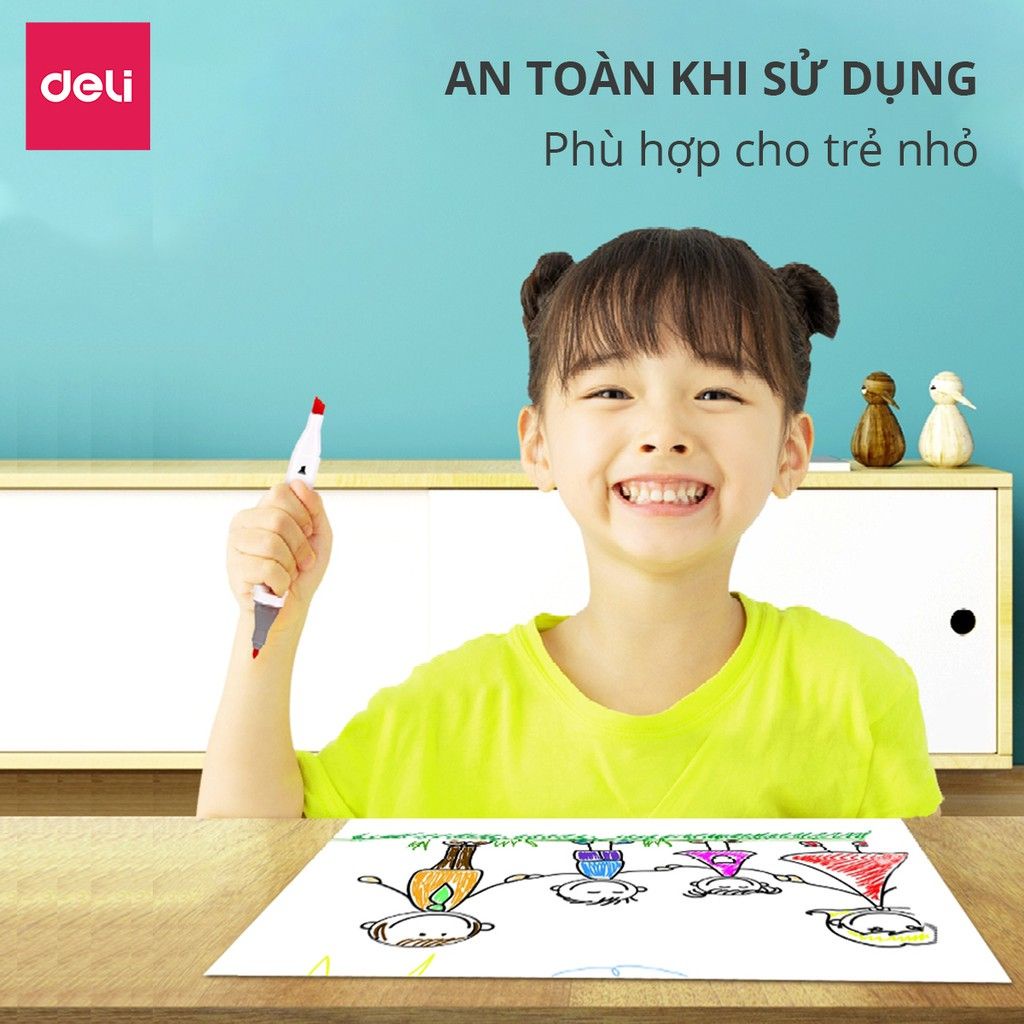 Bút màu bút marker hai đầu cao cấp Deli - 70801 - 12/24/36/48/60 màu