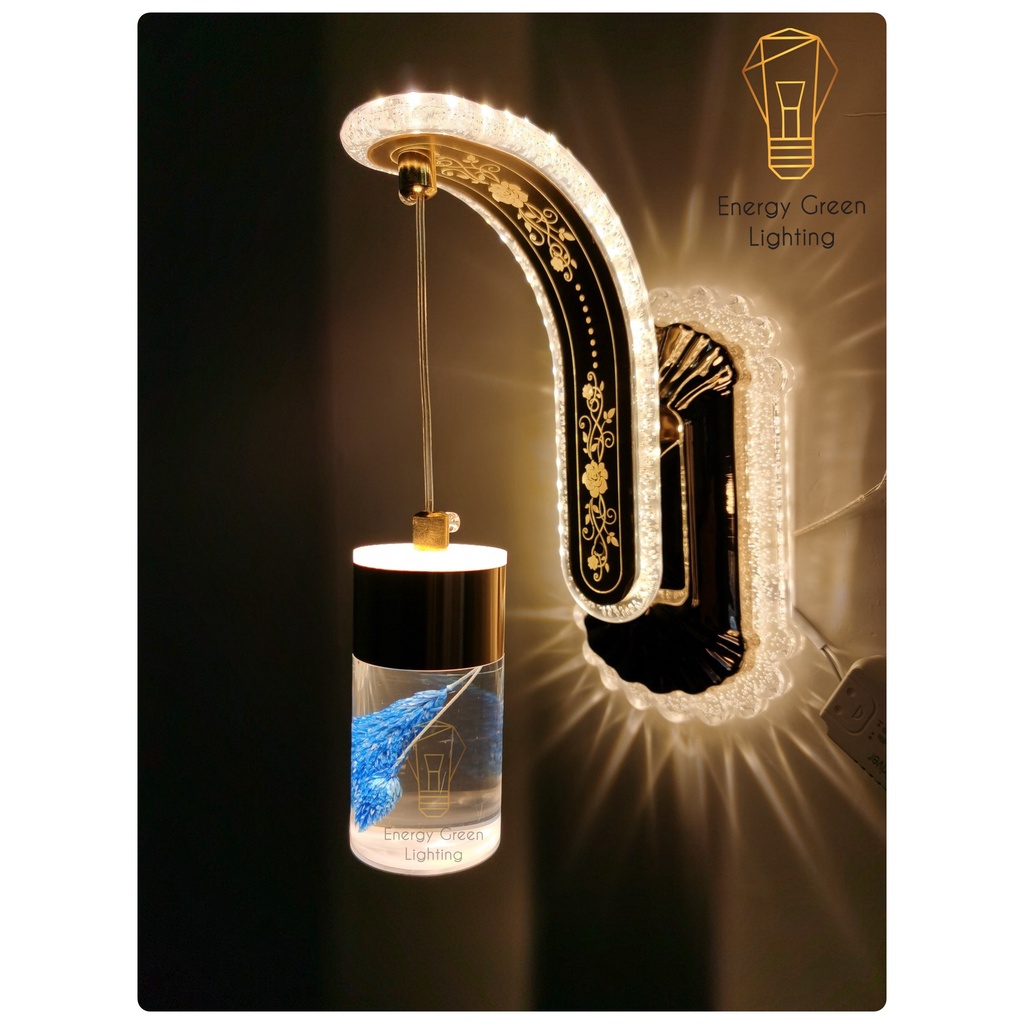 Đèn Led Treo Tường Energy Green Lighting Hiện Đại Thả Thuỷ Tinh 24w Phong Cách Bắc Âu Vintage Cành Lá Thiên Nhiên