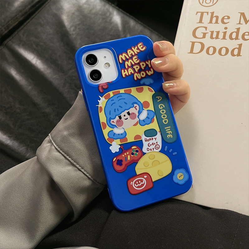 Vỏ Điện Thoại Di Động Ốp Lưng Iphone12 Iphone12promax Iphone 11pro X Xs Xsmax Iphone 7 8plusPhone Case Iphone Apple 8 Cool Girl 12promax Blue Protective Cover 11 Silicone XS Suitable For 12mini/XRhộp Đựng Điện Thoại Di Động