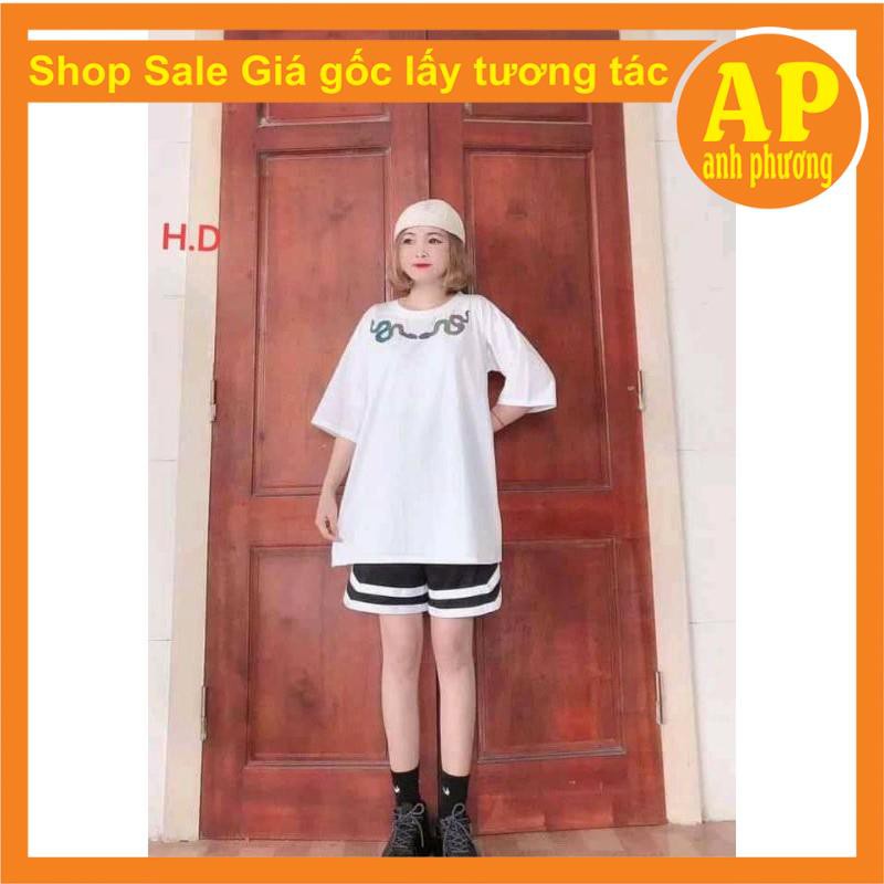 sét đồ nữ áo phản quang Rắn + quần đùi V, form thụng tay lỡ unisex giá rẻ