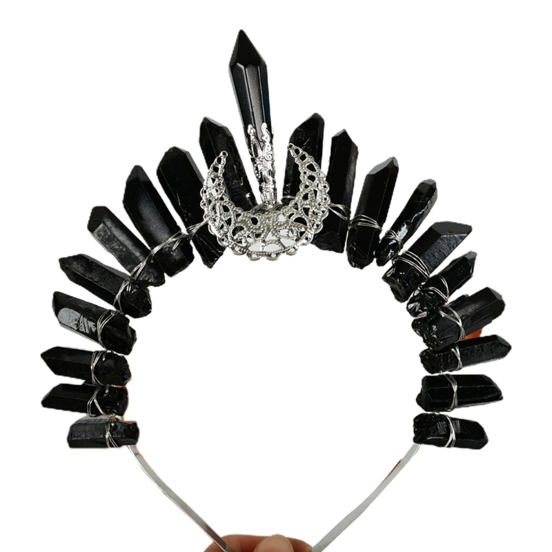 Flgo Băng Đô Cài Tóc Hình Vương Miện Đính Pha Lê Trong Suốt Phong Cách Boho Cho Cô Dâu Aura