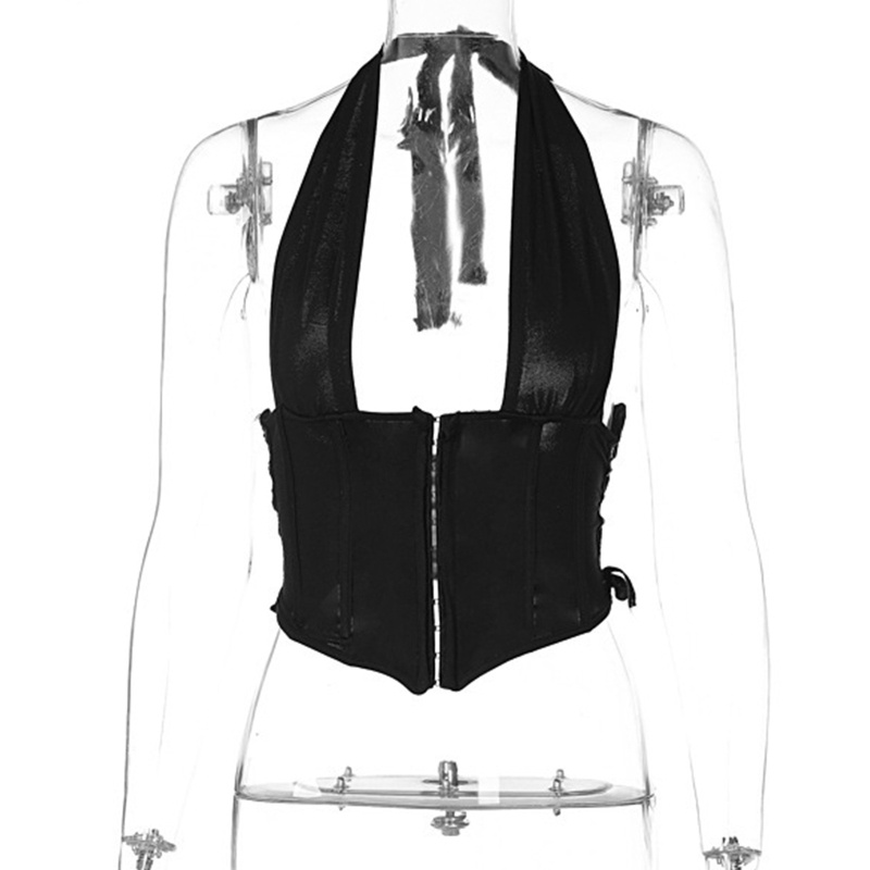 Áo Crop Top Không Tay Cổ Chữ U Khoét Sâu Hở Lưng Gợi Cảm Cho Nữ