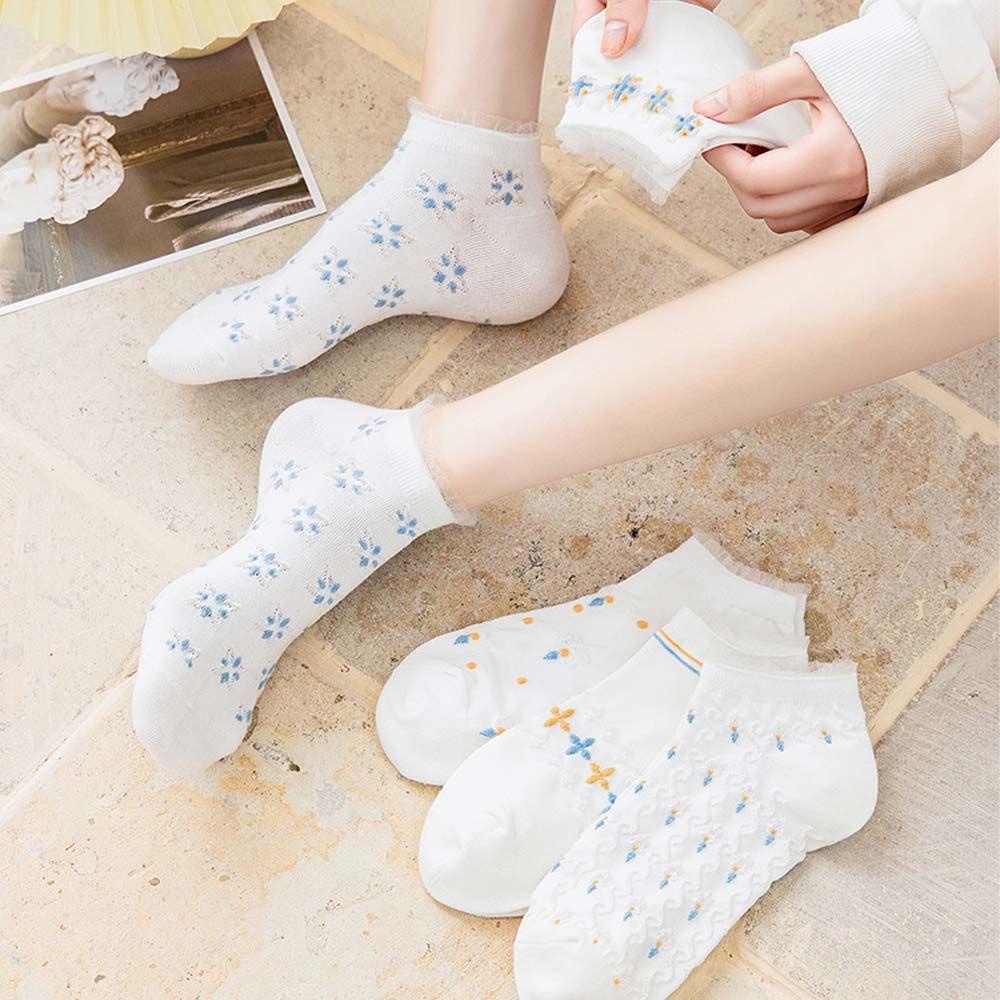 Vớ Cotton Cổ Thấp Họa Tiết Hoa Nhỏ Xinh Xắn Thoải Mái VANES1