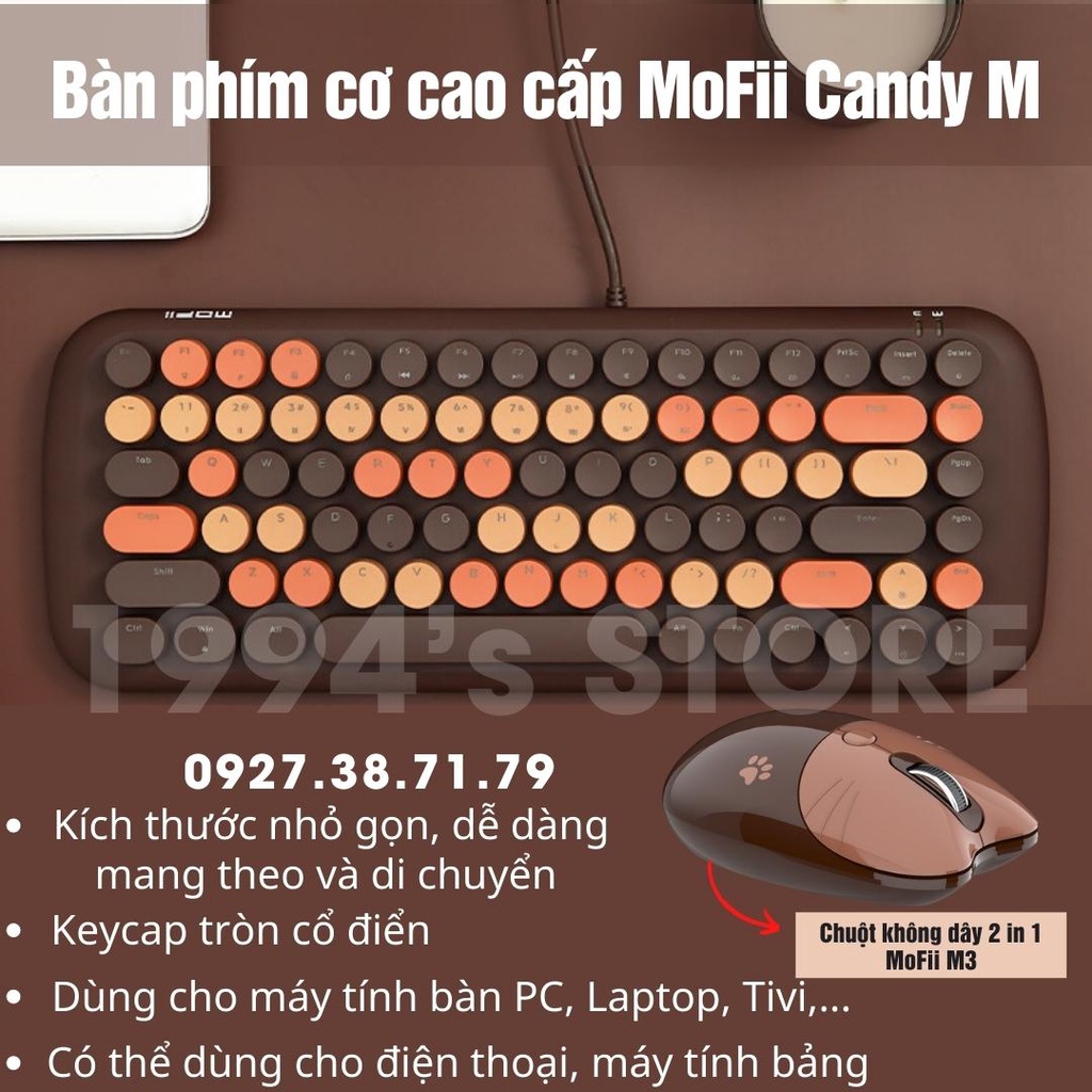 Bàn phím cơ cao cấp siêu sang chảnh MoFii Candy M -  Đèn nền xuyên LED 20 chế độ - Hàng chính hãng