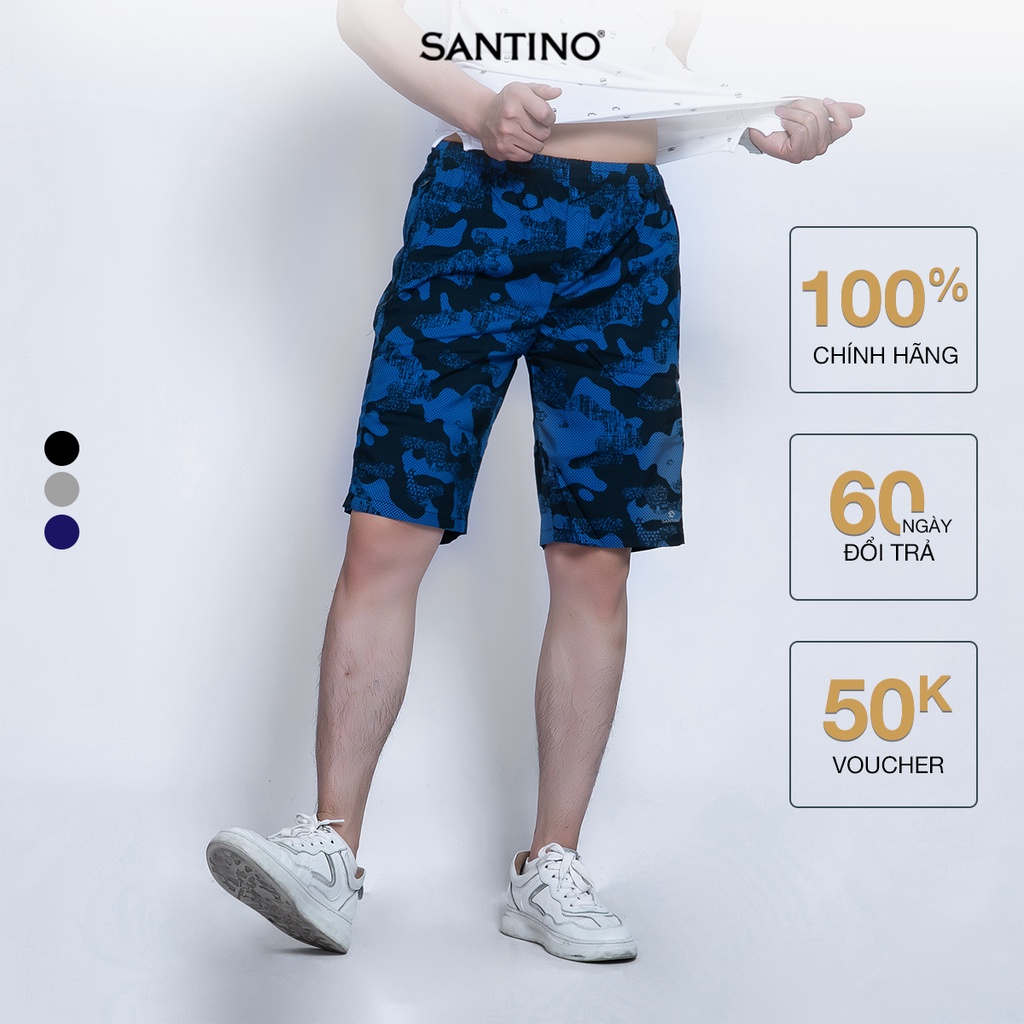 Quần sooc gió thể thao nam SANTINO chất liệu gió cao cấp, thoải mái vận động, có túi khóa kéo - G105