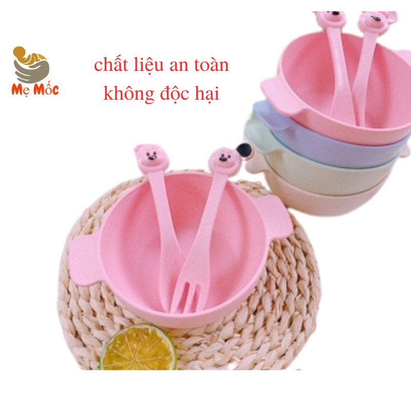 Bộ Bát Ăn Dặm Lúa Mạch - Bát ăn Cho Bé Mẹ Yên Tâm Đựng Đồ - Shop Mẹ Mốc ,BADLM