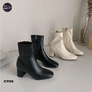 Giày boots nữ cổ vừa da cao cấp đi êm chân - cv08