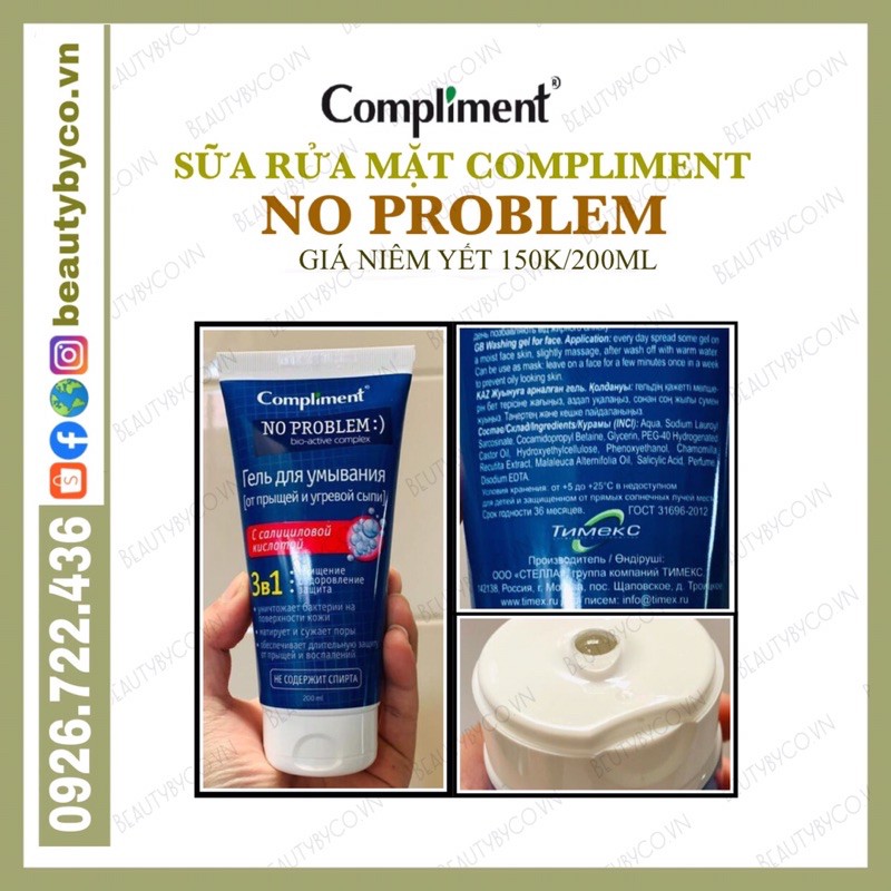 Gel rửa mặt Compliment No Problem giảm viêm, mụn | BigBuy360 - bigbuy360.vn