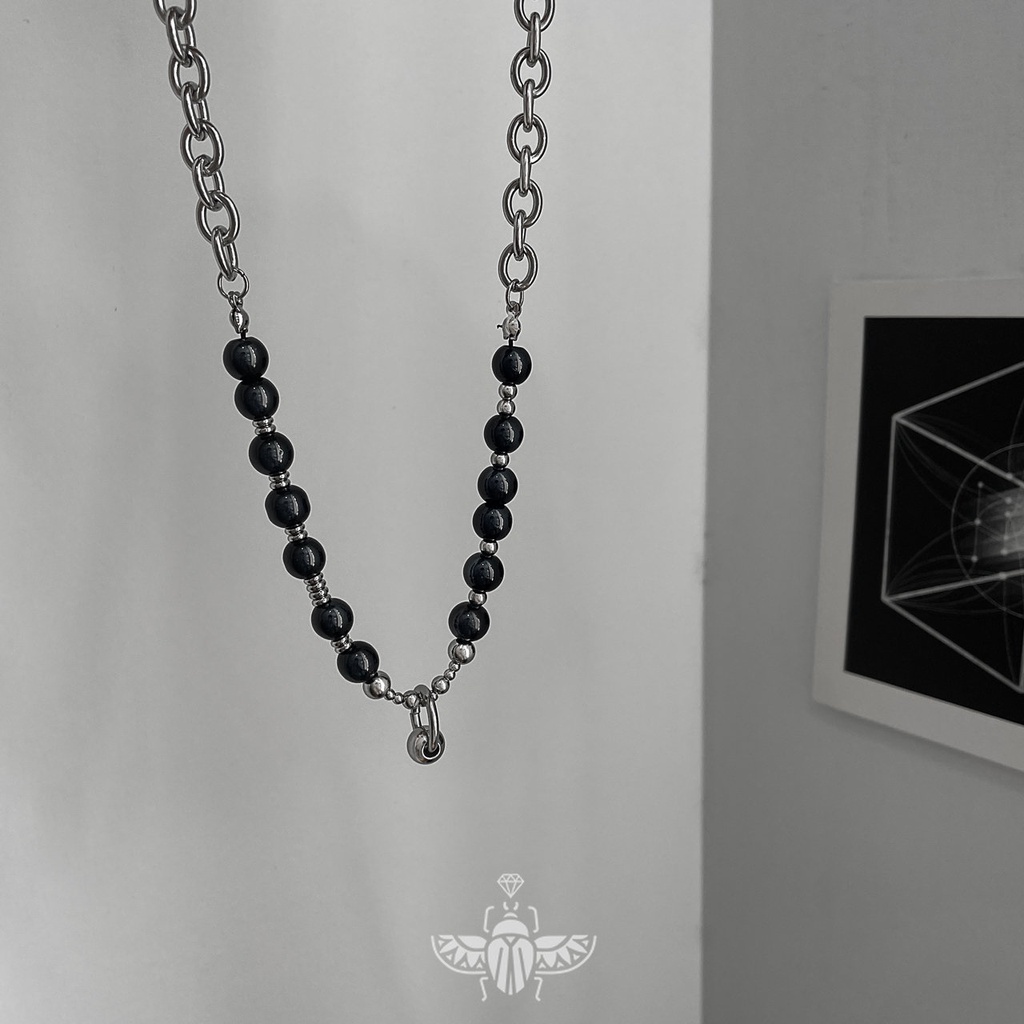Vòng cổ Chuỗi Hạt Đen Thiết Kế Đơn Giản Thời Trang Mới 2022 Cho Nam