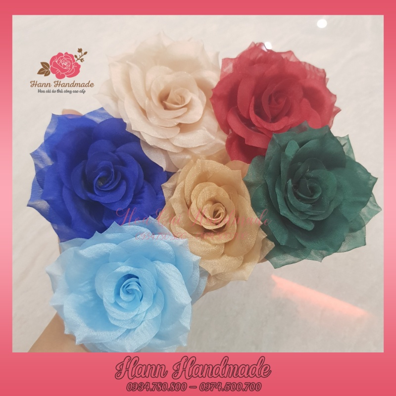 Tag hoa cài áo bông hồng thủ công đẹp(có sỉ) [HANN Handmade] [HANN- Hoa cài áo, pk thời trang]