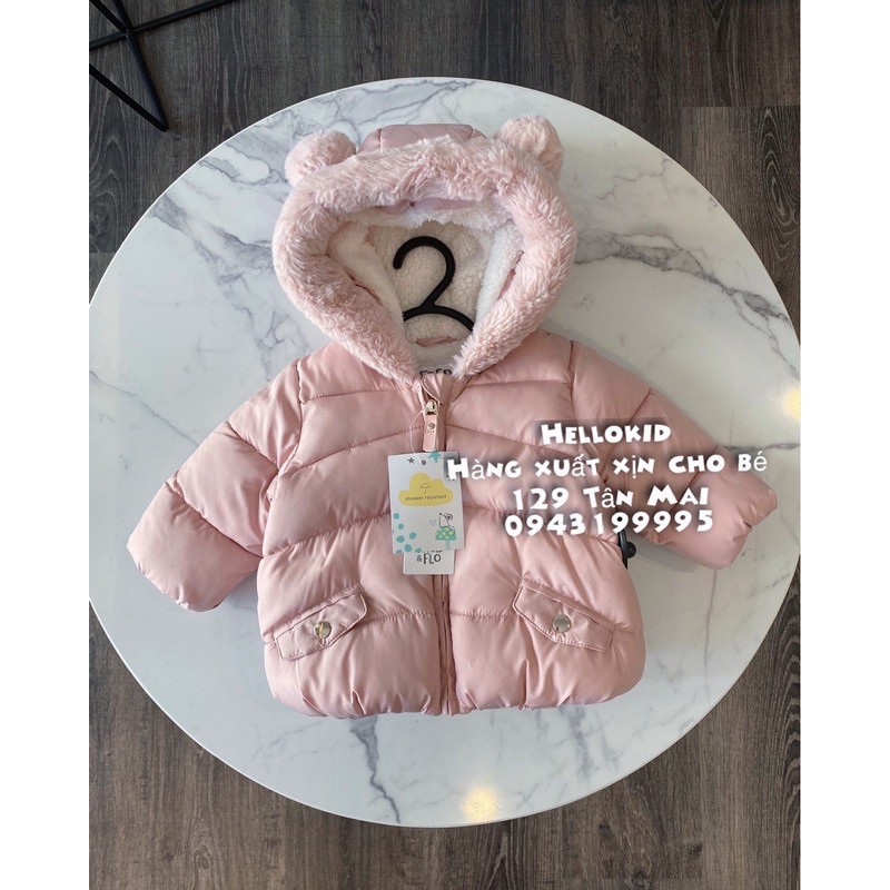 áo phao hồng mũ lông tai