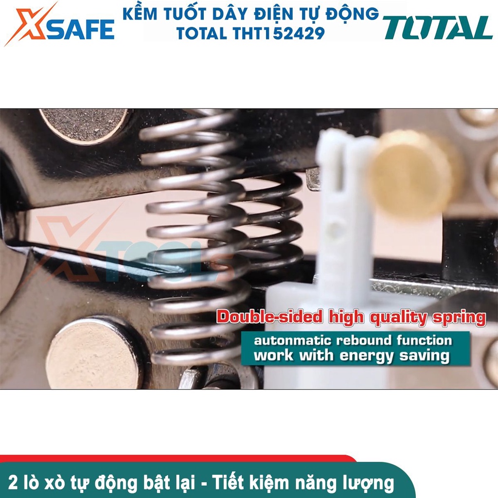 Kìm tuốt dây điện tự động thông minh TOTAL THT152429 phát hiện điện áp không tiếp xúc, dùng tuốt, cắt, uốn dây điện 4in1