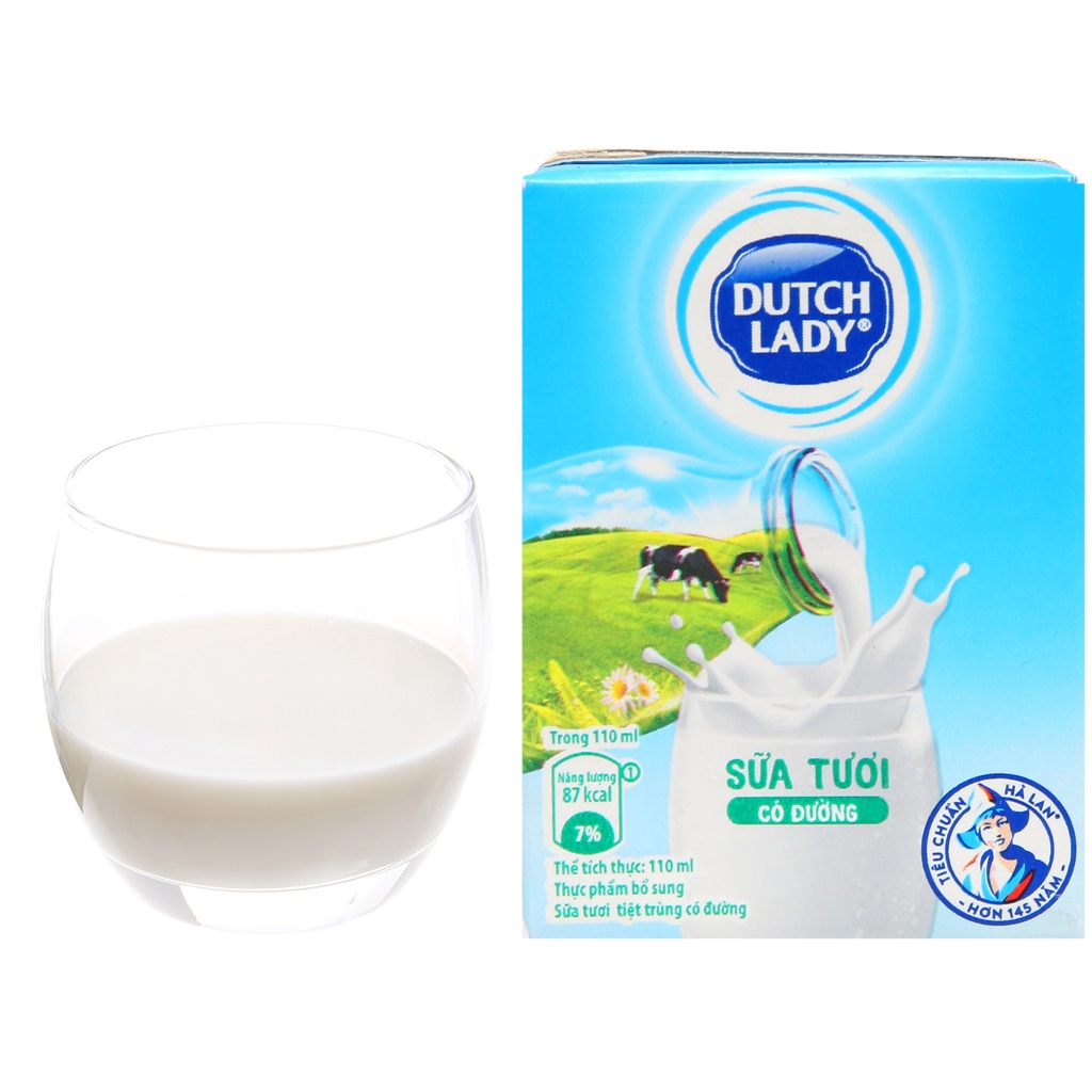 Thùng 48 hộp Sữa Tươi Tiệt Trùng DutchLady  có đường 110ml - 48x110ml