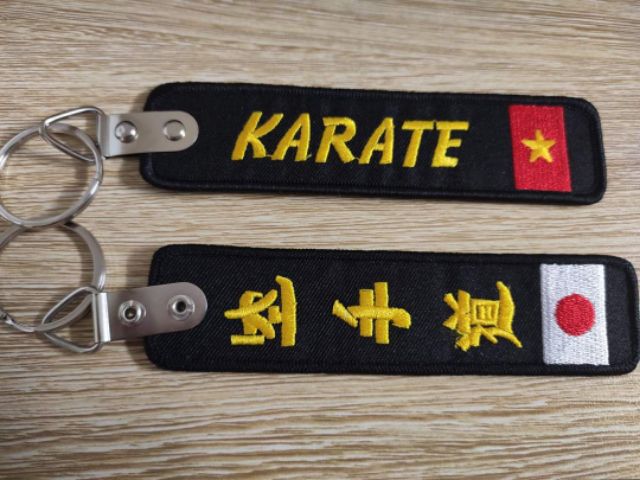 Móc khoá Taekwondo + Karate thêu 2 mặt