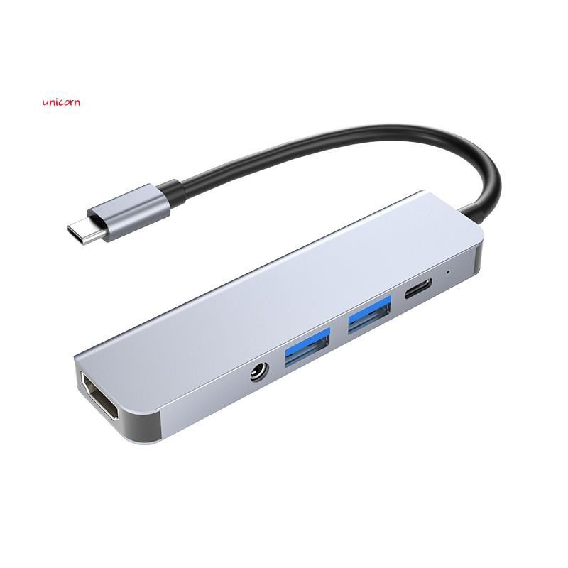 Bộ Chia Cổng Usb C Sang Usb 3.0 Type C 5 Trong 1 4k Hdmi-Adapter 3.5mm