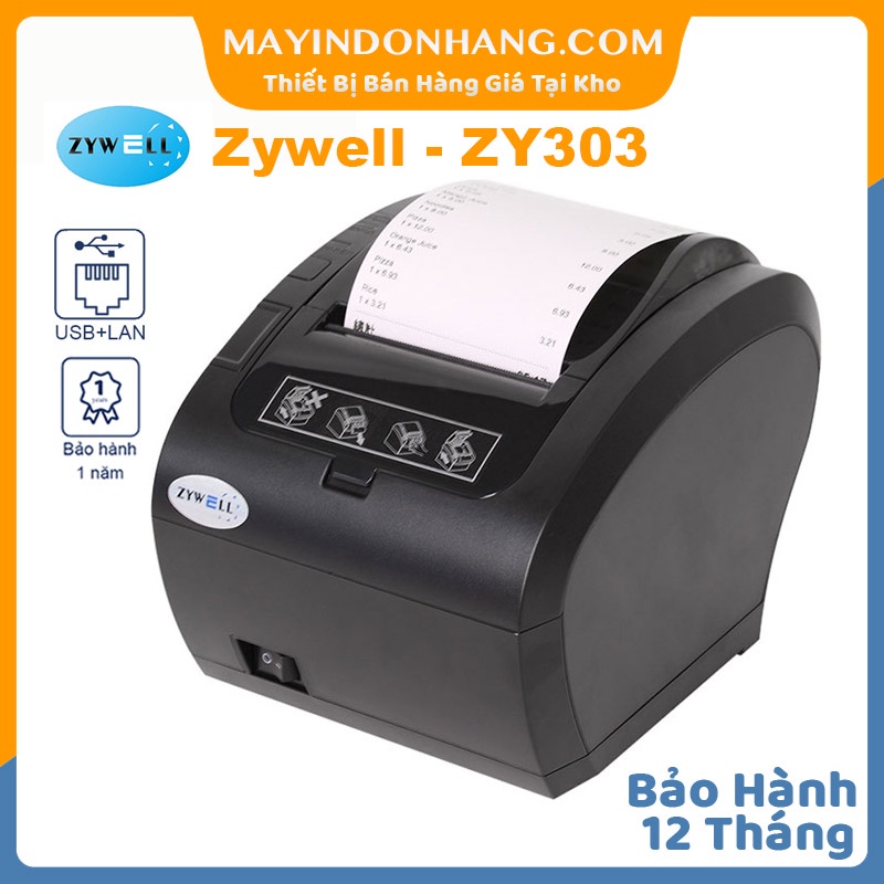 Máy in hoá đơn Zywell ZY303 - Máy in bill Zywell Zy303 Cổng USB + LAN Giá Siêu Tốt Bảo Hành 12 Tháng Chính Hãng