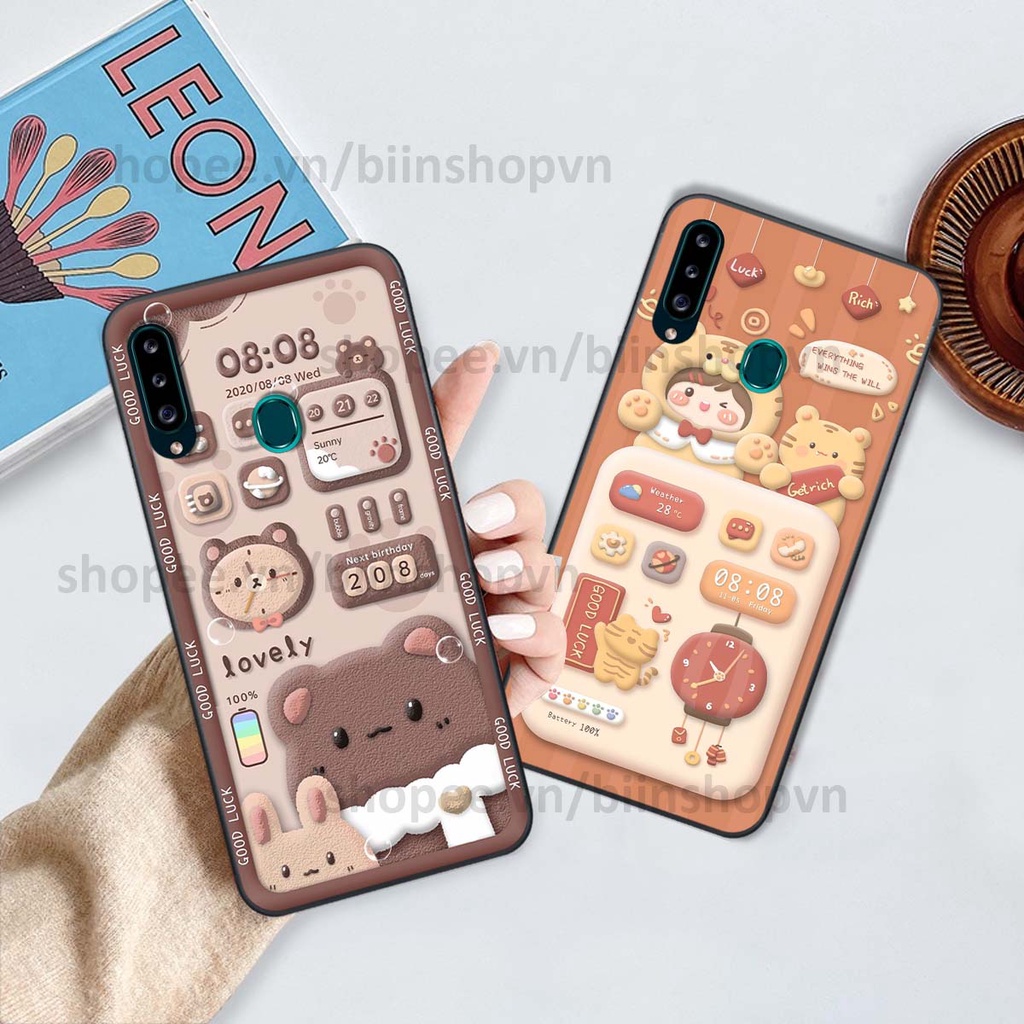 Ốp Samsung A20s in 3D icon gấu nổi siêu xinh, siêu đáng yêu, cá tính phong cách
