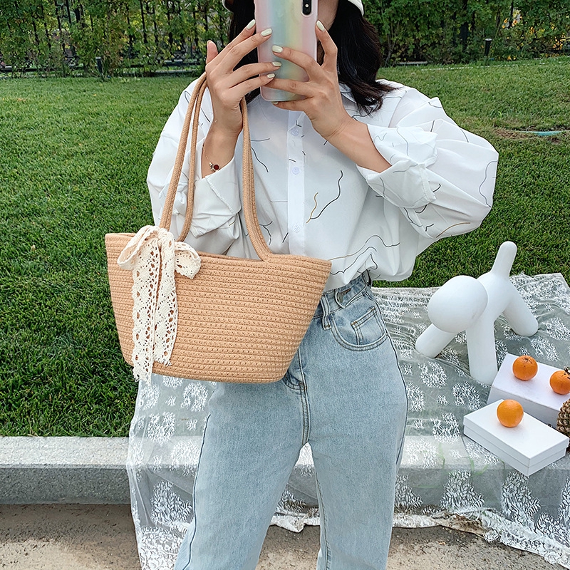 Túi Tote JASMIN NOIR Dệt Cói Sức Chứa Lớn Thời Trang Đi Biển Phong Cách Hàn Quốc Cho Nữ
