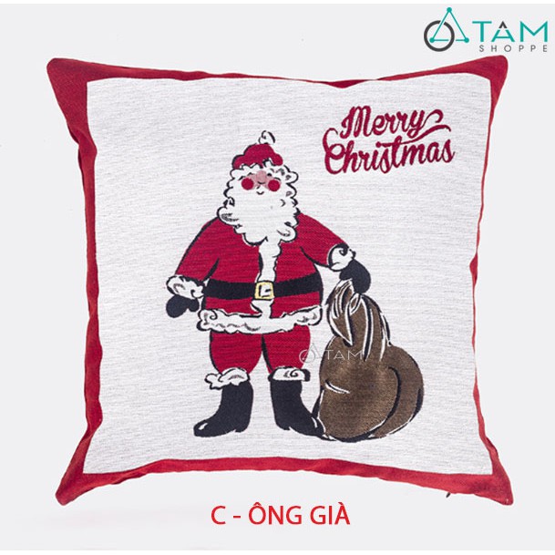 [DÀY ĐẸP] Bao gối vuông tựa lưng Giáng sinh 45x45cm X-BG-01