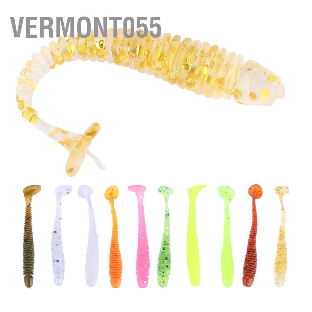 Hàng Hot 10PCS 5cm Mồi câu cá nhân tạo bằng nhựa mềm Grub Worm Baits Bộ phụ kiện Hàng giao ngayVermont055