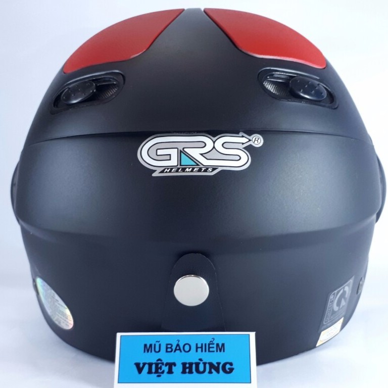 Mũ bảo hiểm nửa đầu có kính cao cấp - GRS A102K - Đen bóng line đỏ - bảo hành 12 tháng