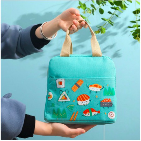 Túi đựng cơm lớp lót nhôm giữ nhiệt phong cách Nhật Bản (size 21x12x19cm)