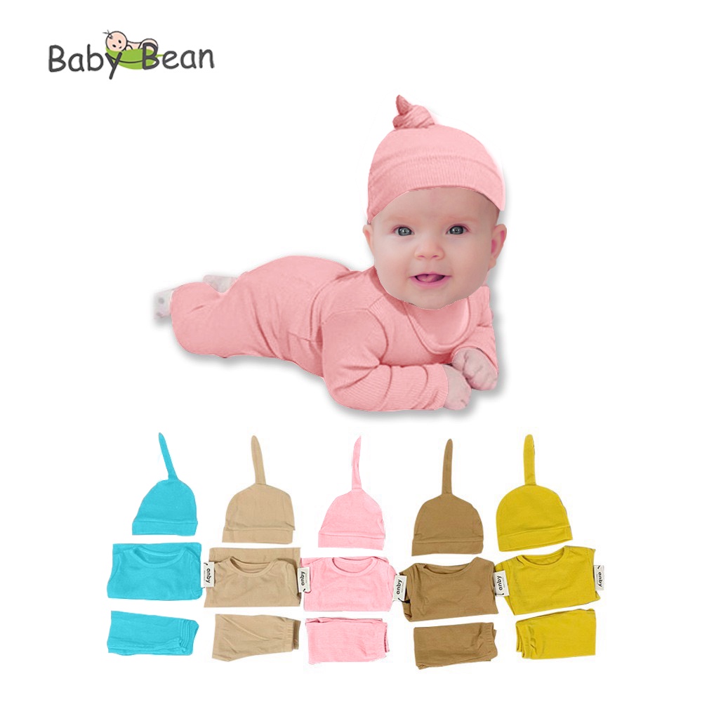 Bộ Đồ Thun Lạnh Tay Dài Bé Sơ Sinh BabyBean kèm NÓN (MÀU NGẪU NHIÊN) (7kg-13kg)