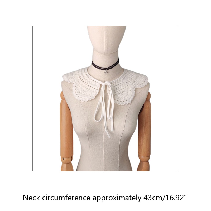 Iwo Áo Sơ Mi Trắng Cổ Búp Bê Giả Đan Móc Nửa Cổ Có Thể Tháo Rời Cho Nữ Sh