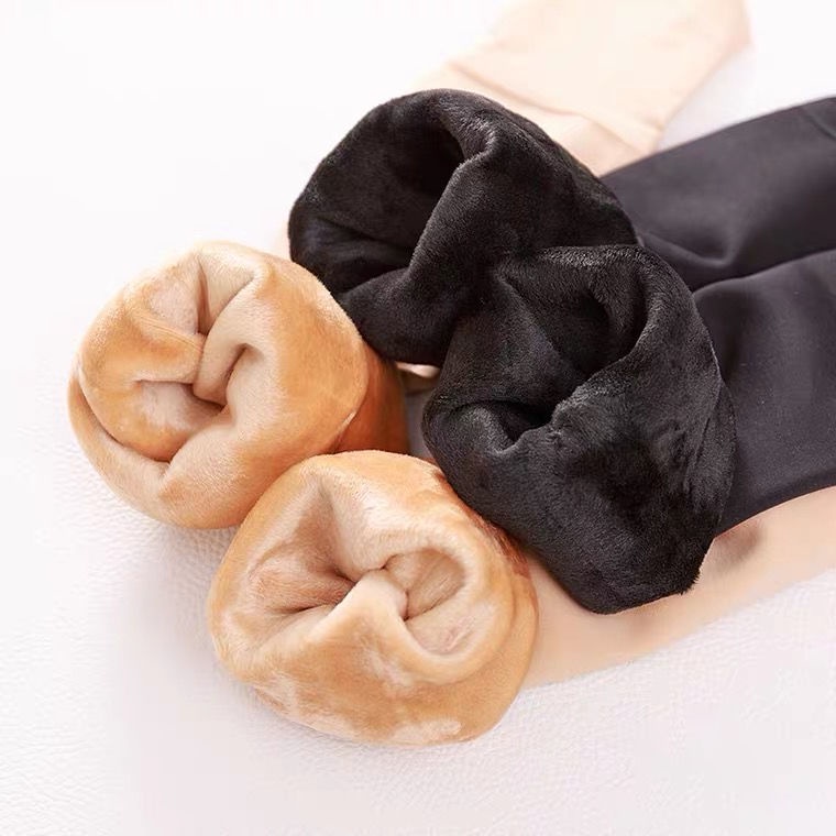 Đôi vớ dài qua gối bằng vải nhung dày không trượt thời trang thu đông phong cách Hàn Quốc cho nữ