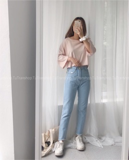 áo croptop tay lửng ảnh thật