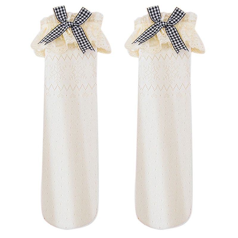 Vớ Dài Qua Gối Phối Ren Thoáng Khí Đính Nơ Phong Cách Lolita Thời Trang Xuân Hè Cho Bé Gái