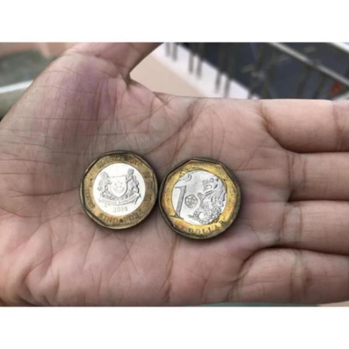 Đồng xu may mắn Singapore 1  Đô la ( có hình thật)