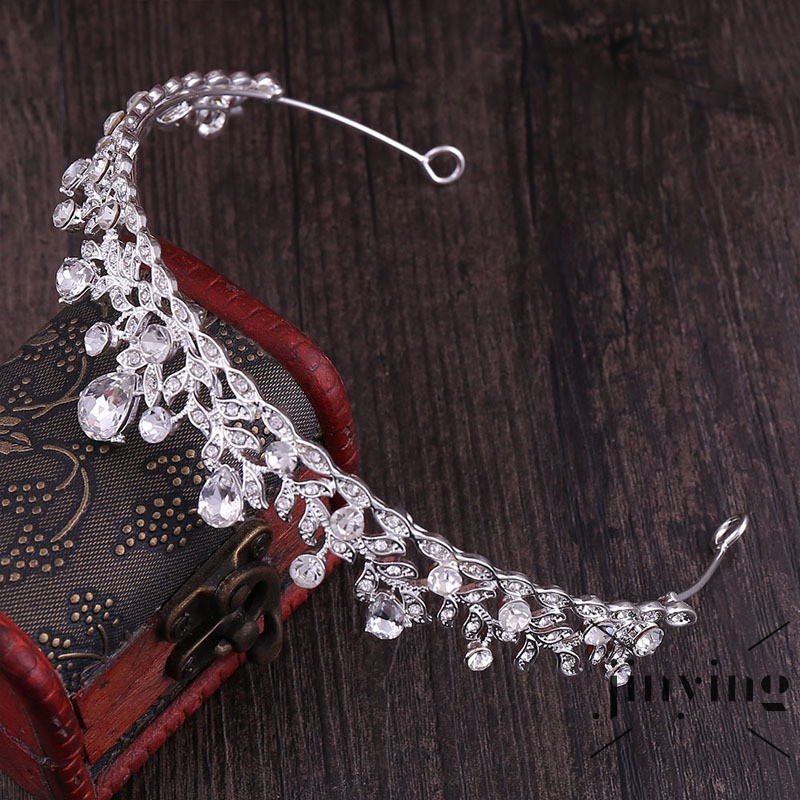 GETNOIVAS ❤S Wind New Fashion Simple Bride Small Crown Luxury Leaf Shape Rhinestone Shiny Crystal for Bride We
