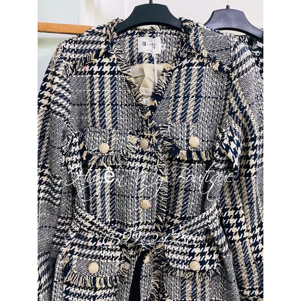Áo Dạ TWEED dáng dài 2 lớp kèm đai hàng Quảng Châu Cao Cấp