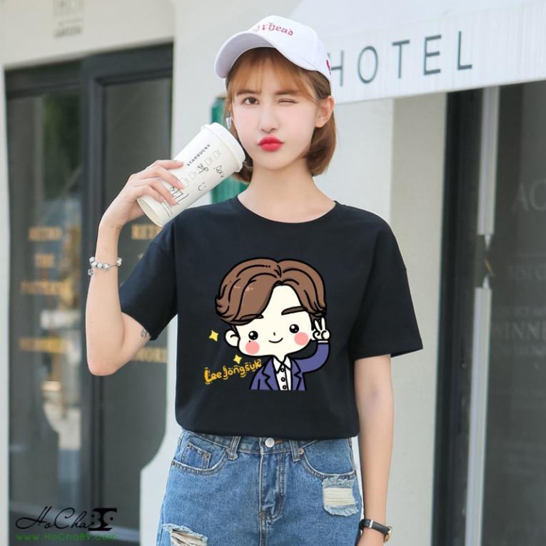 Áo thun Lee Jong suk, áo big mouth, phong cách hàn quốc, nam nữ unisex, vải mịn mát, in cao cấp