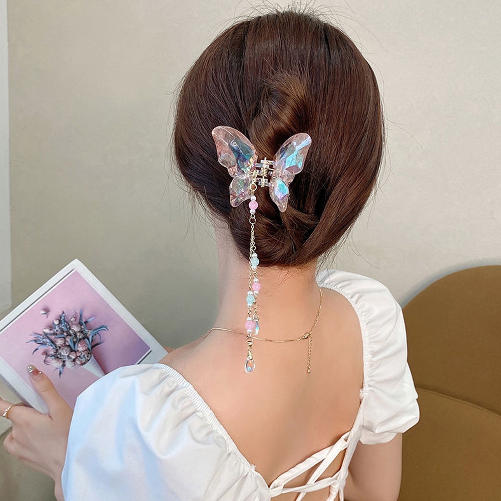 Kẹp Tóc Bướm Acrylic Màu Trong Suốt Màu Gradient Mới