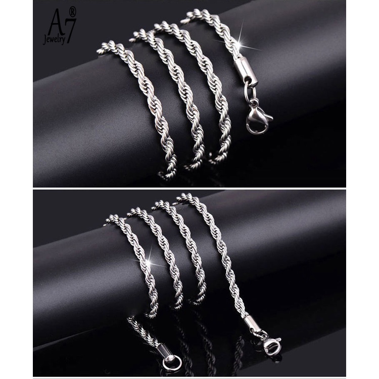 Vòng cổ Mạ Bạc A7 S925 4mm Phong Cách Hàn Quốc Thời Trang