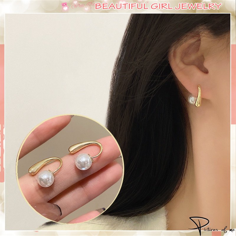 Bông Tai Mạ Bạc 925 Hình Giọt Nước Đính Ngọc Trai Đơn Giản Phong Cách Hàn Quốc