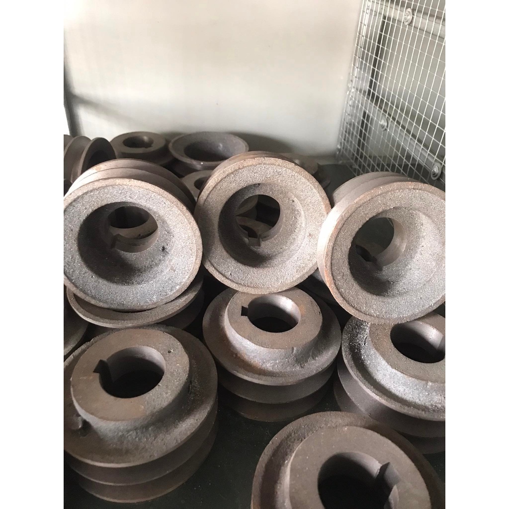 BuLy Gang 100mm 2 Rãnh B lỗ trục 24 - 28 - 38 Bánh Xe Cao Su BL100/2B