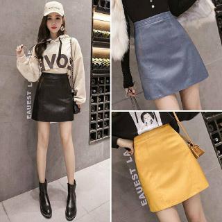 Chân váy da PU lưng cao thời trang mới