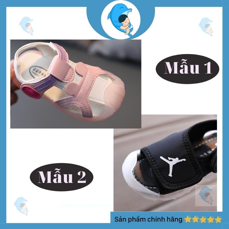 Giày quai hậu sandal tập đi có đèn cho bé trai và bé gái kiểu dáng thể thao chống trượt chống vấp